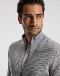 Calibre - Geometric Jacquard Cardigan Grey