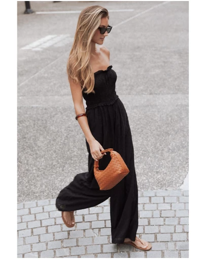 Petal & Pup - Yulissa Strapless Jumpsuit - Black Broderie