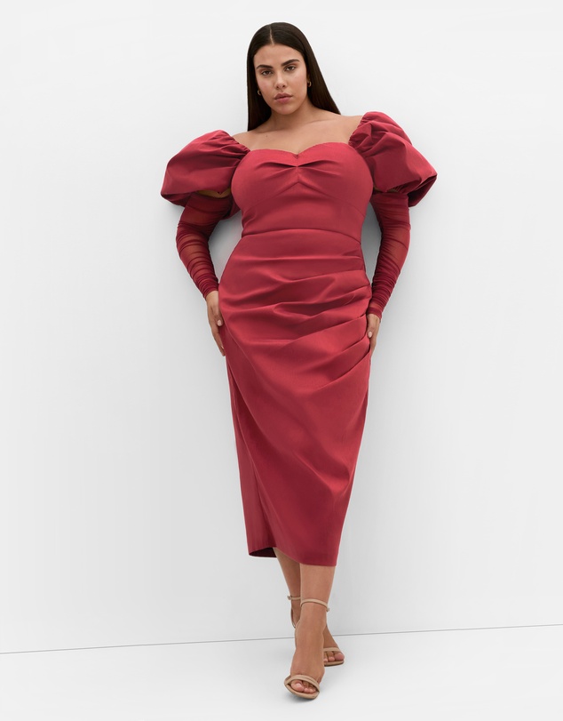 City Chic - Plus size Valentine Off Shoulder Dress - crimson