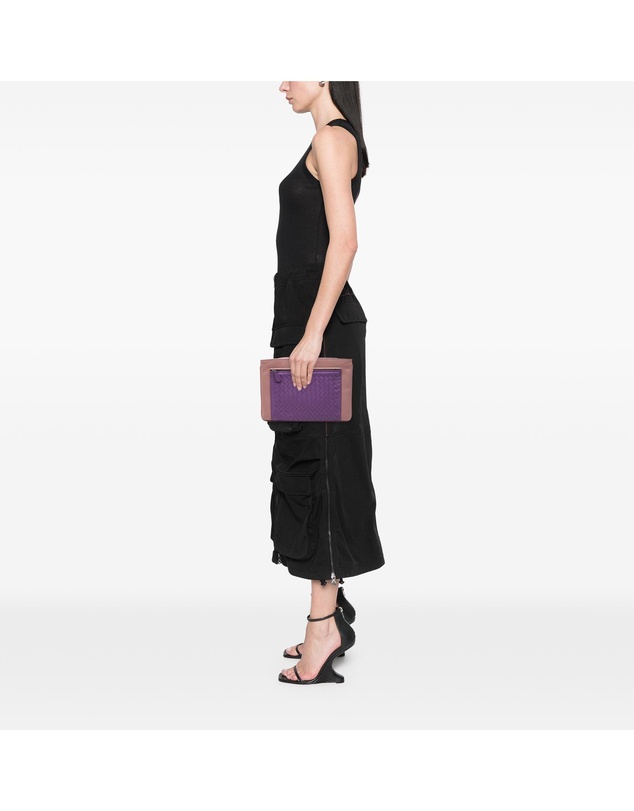 Pre-Loved by Azura Reborn - Pre-Loved Bicolor Nappa Intrecciato Wristlet Clutch