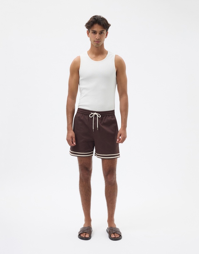 AERE - Contrast Linen Blend Shorts