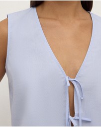 Assembly Label - Havana Stripe Poplin Tie Front Top