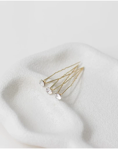 The White Collection - Aria - 8mm Crystal Bridal Hair Pin Trio