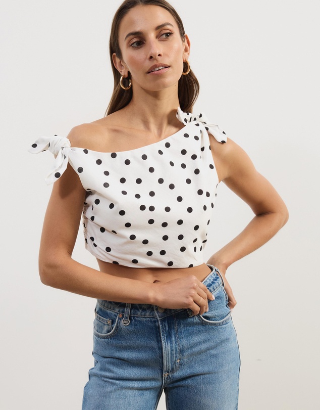 Atmos&Here - Astrid Asymmetric Polka Dot Top