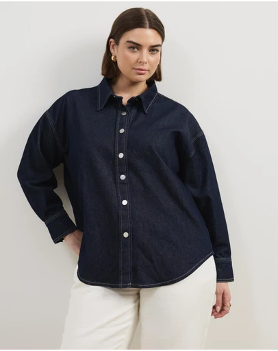 Atmos&Here Curvy - Romy Oversized Denim Shirt