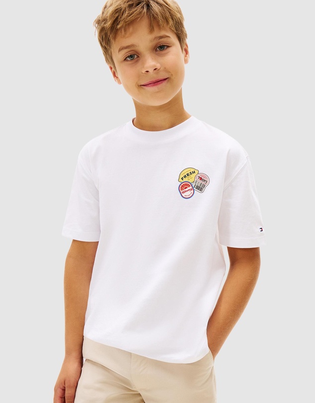 Tommy Hilfiger - Sticker Print Back Graphic Jersey T-Shirt- Kids