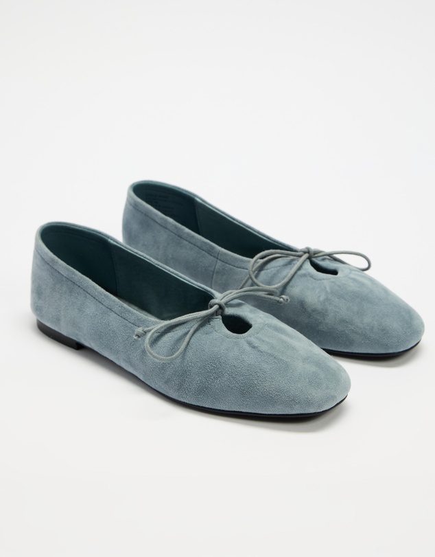 AERE - Cut Out Suede Ballet Flats - Women's