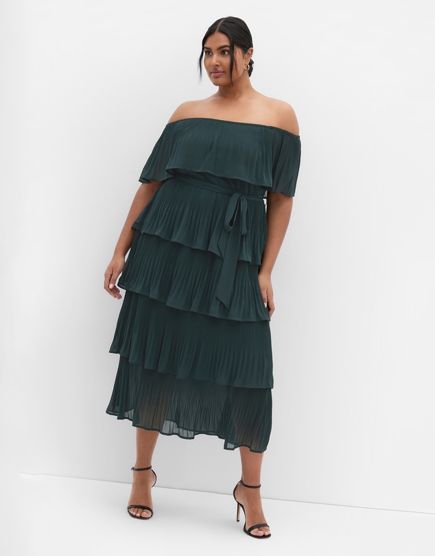 City Chic - Plus size DRESS NIGHT GARDEN - Green Teal