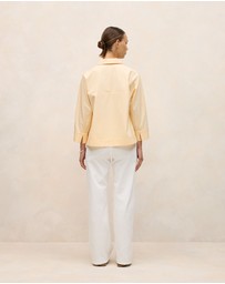 Trenery - Fine Poplin Popover Shirt in Butter