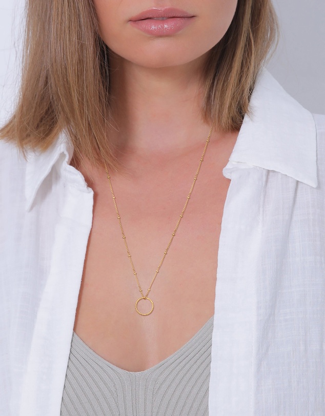 Elli Jewelry - Open Circle Pendant Necklace in Gold-Plated 925 Silver