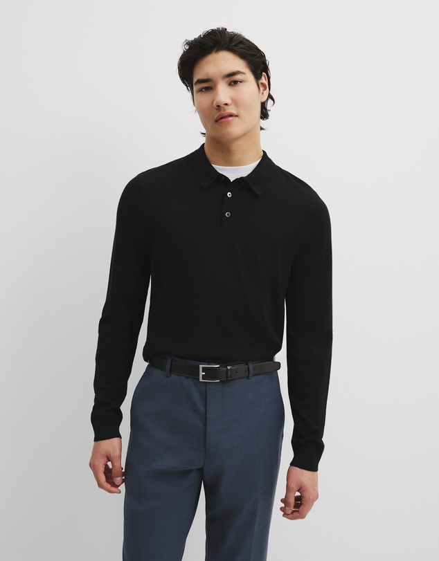 Country Road - Australian Merino Long Sleeve Am Button Polo Knit