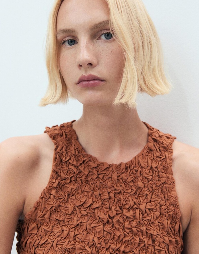 M.N.G - Rusty Open-Back Textured Dress