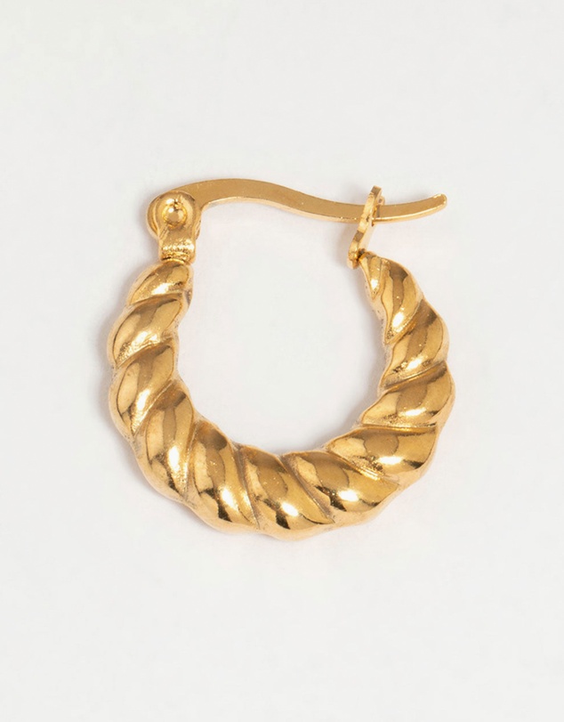 Lovisa - Waterproof Gold Plated Stainless Steel Textured Crescent Hoop Earrings