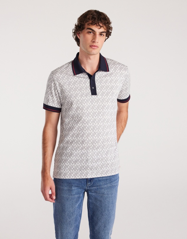Calibre - Monogram Jacquard Polo Silver