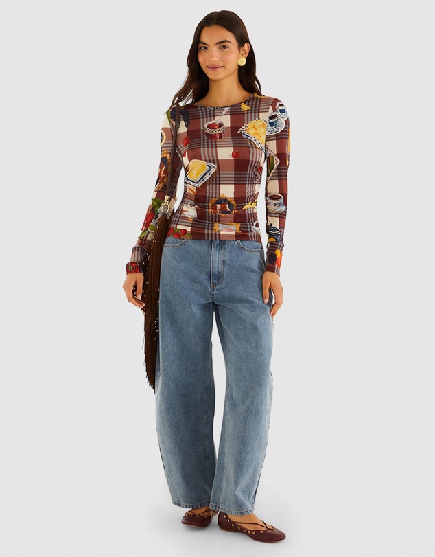 Farm Rio - Country Table Tartan Jersey Blouse