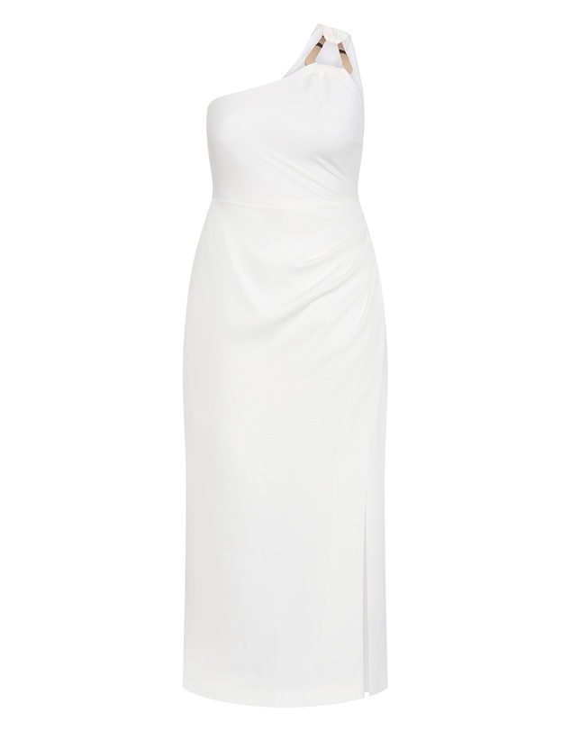 City Chic - Plus size Jayne One Shoulder Maxi Dress - ivory