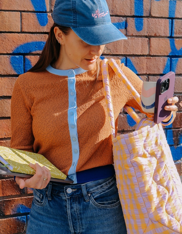 Mosey Me - Kumquat Bloom Seersucker Quilted Bag