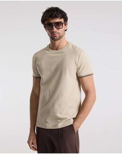 Calibre - Ombre Cuff Jacquard T-shirt Natural