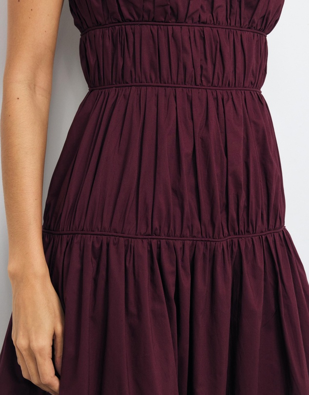 AERE - Lena Gathered Cotton Midi Dress