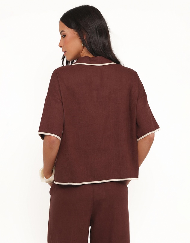 Petal & Pup - Dalton Tie Top - Brown Cream