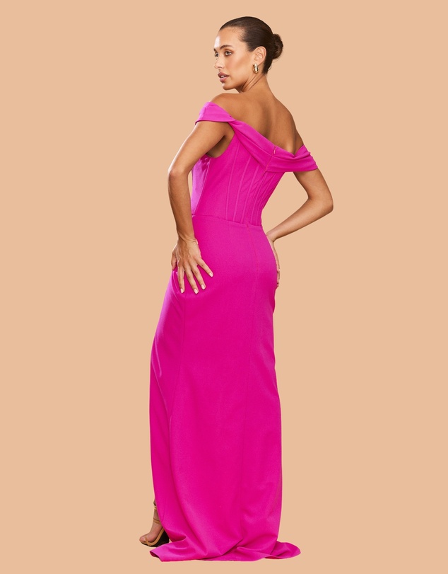 CATHERINE FERRARO - Sapphire Off Shoulder Gown