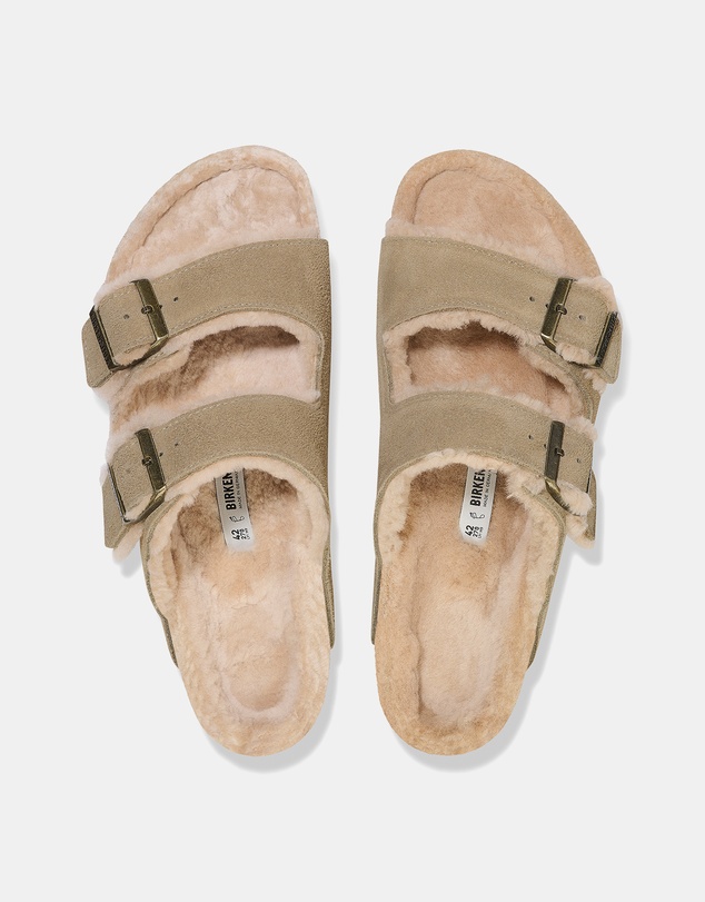 Birkenstock - Arizona Shearling Suede Sandals - Women's
