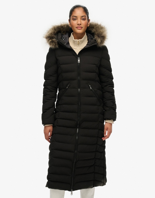 Superdry - Fuji Faux Fur Hooded Longline Slim Fit Jacket