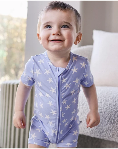Kynd Baby - Essential Short Sleeve Onesie in Star Fish Blue