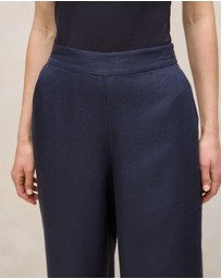 Trenery - Linen Flat Front Pant in Night Sky