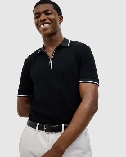 Politix - Morgan Textured Zip-up Polo