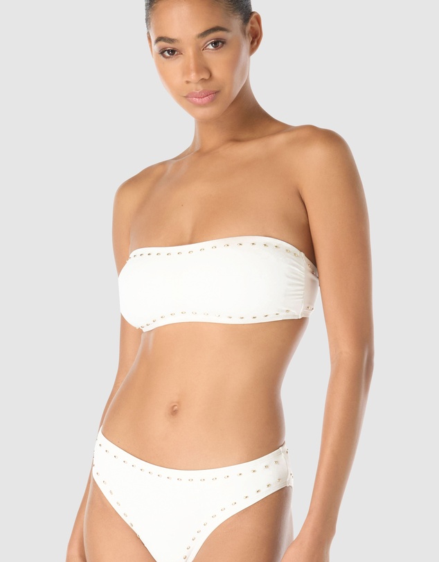Michael Kors - Gold Studded Removable Halter Strap Bandeau Bikini Top