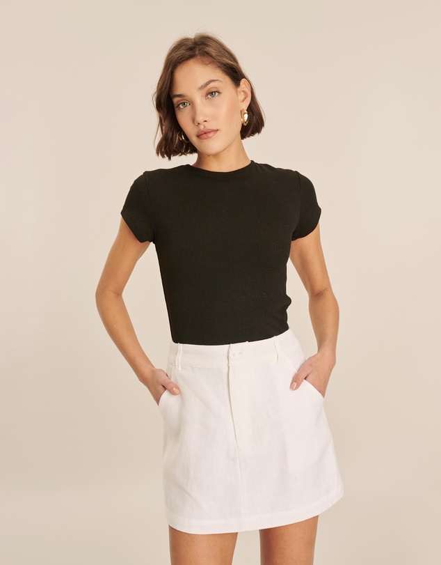 AERE - Joni Tailored Linen Mini Skirt
