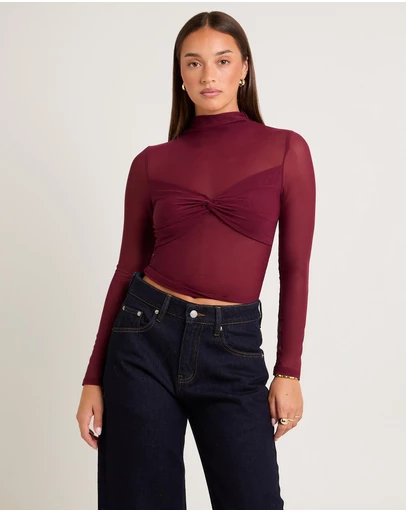 Alice In The Eve - Tae Twist Detail Mesh Turtleneck