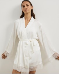 Atmos&Here - Pearl Lace Trim Satin Robe