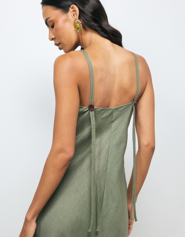 AERE - Jaida Bias Linen Slip Dress