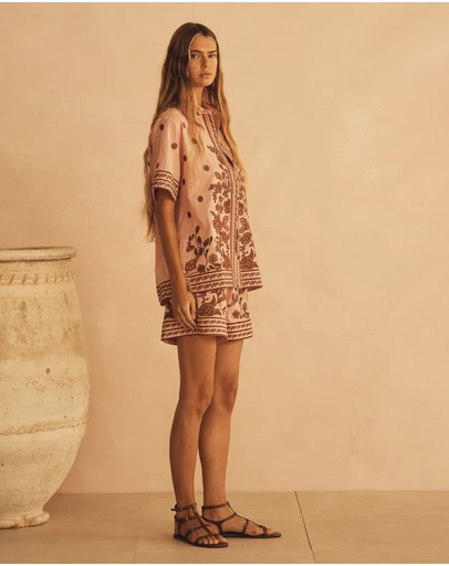 AUR OCEA - Embroidered Short Sleeve Resort Shirt