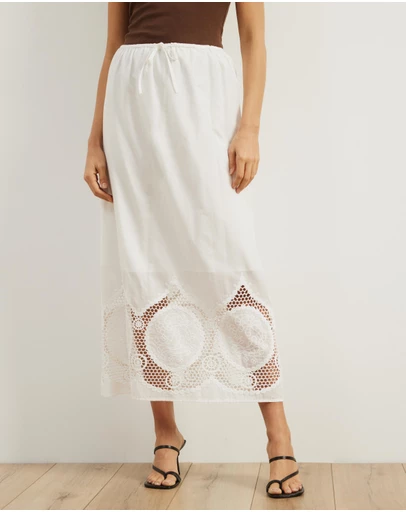 Atmos&Here - Cora Embroidered Midi Skirt