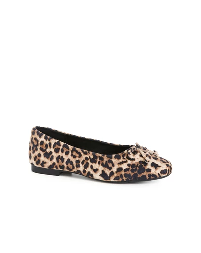 City Chic - WIDE FIT Aria Leopard Ballet Flat