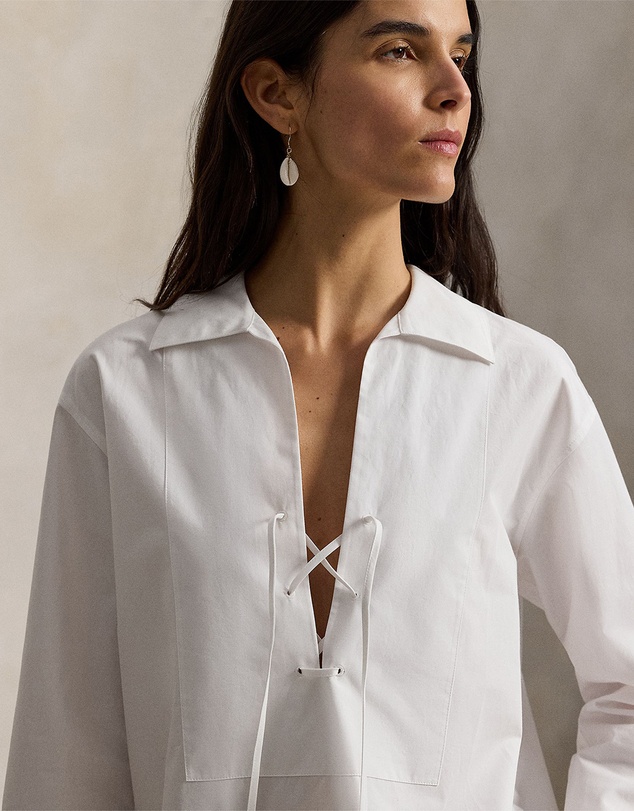 Polo Ralph Lauren - Lace-Up Bib Cotton Shirt - The ICONIC Exclusive