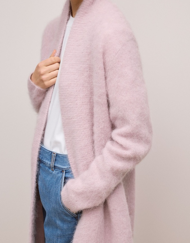 Trenery - Brushed Alpaca Longline Cardigan in Pink Rose
