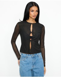 Dazie - Aliyah Keyhole Mesh Top