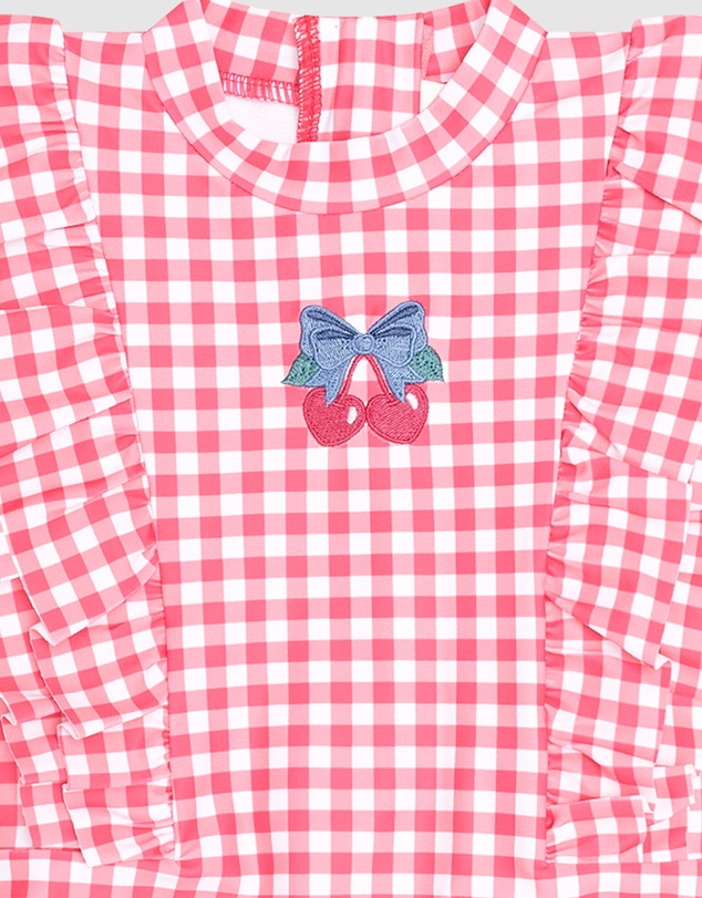 Huxbaby - Cherry Bow Gingham Frill Swimsuit - Babies-Teens