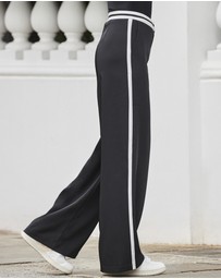 Sosandar - Black Stripe Waistband Wide Leg Trouser