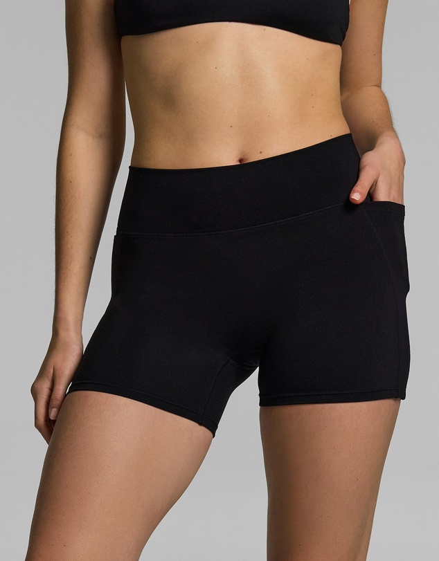 Rockwear - No Front Seam Pocket Mid Thigh Bike Shorts
