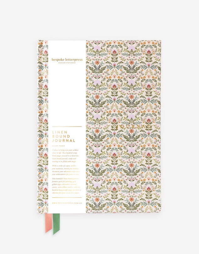 Bespoke Letterpress - Linen Bound Blank Journal - Bramblefloss