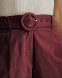 Atmos&Here - Zuri Belted Linen Blend Shorts