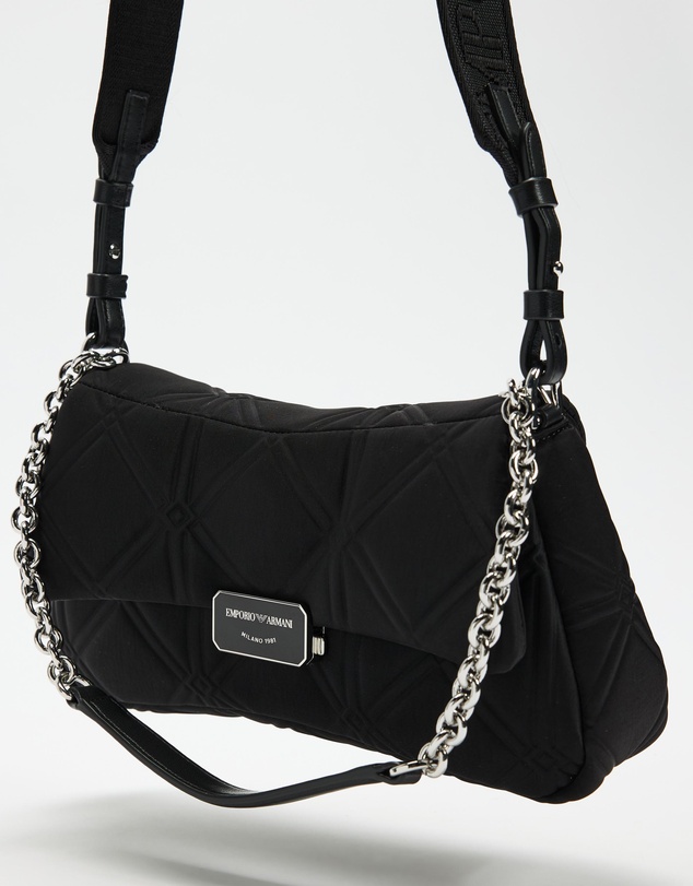 Emporio Armani - Logo Embossed Half Flap Shoulder Bag