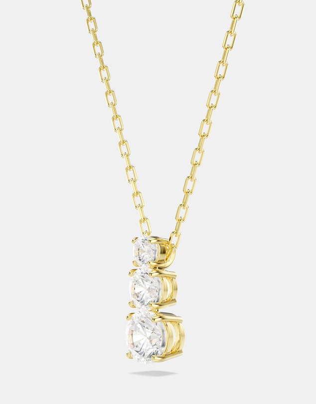 Swarovski - Stilla Attract Pendant, Round Cut, White, Gold-tone-Plated