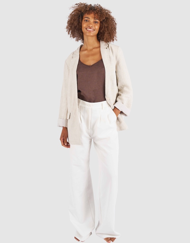 CAMIXA - Jackie Oversized Linen Blazer Jacket