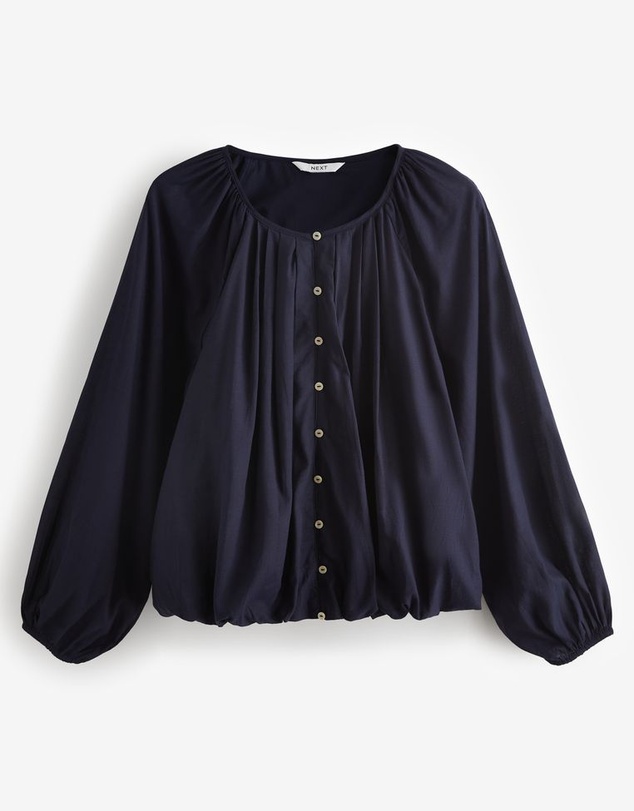 NEXT - Pleat Front Button Through Long Sleeve Blouse